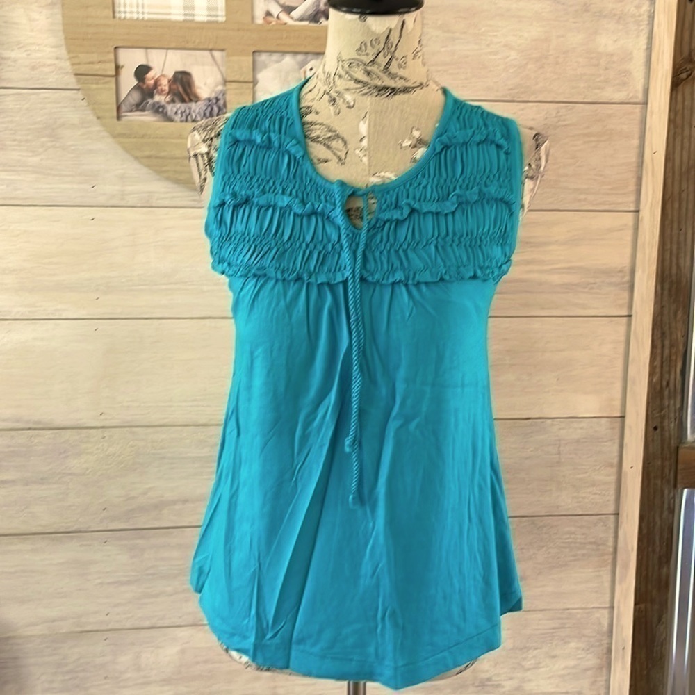 *loft Blue Gathered Top M